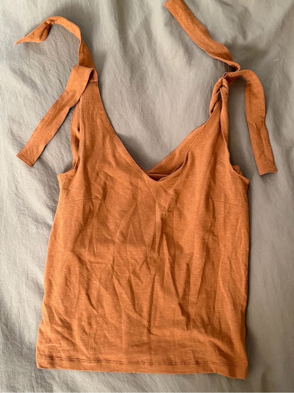 8 by YOOX Tie Strap Tank Top Mustard Brown V-Neck Knit Cami